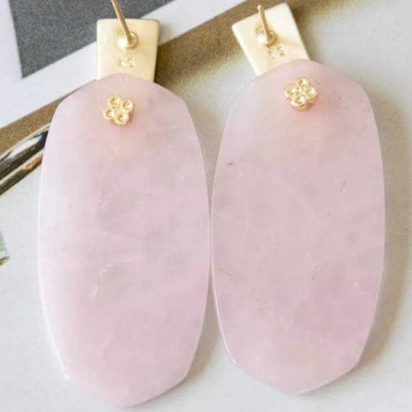 Kendra Scott "Aragon" Rose Quartz Drop Earrings - Picture 2 of 4
